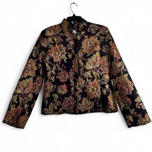 Coldwater Creek Floral Tapestry Jacket Women’s Petite Small Purple Multicolor